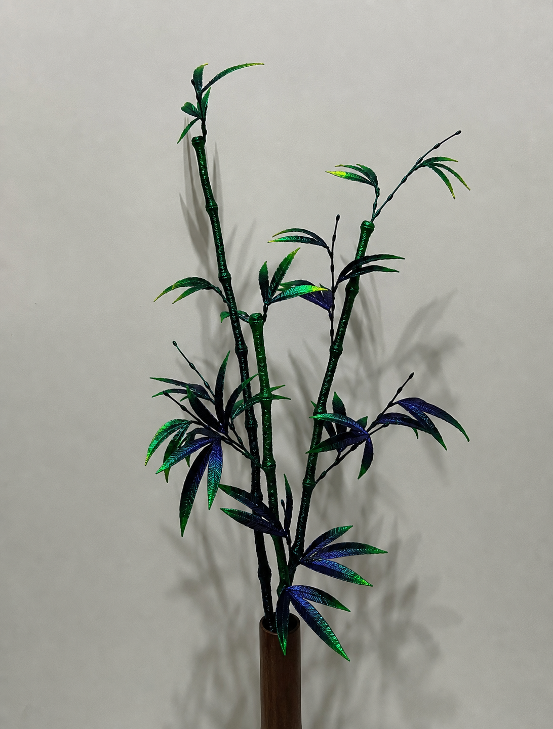 金色竹葉與紅花花藝飾件