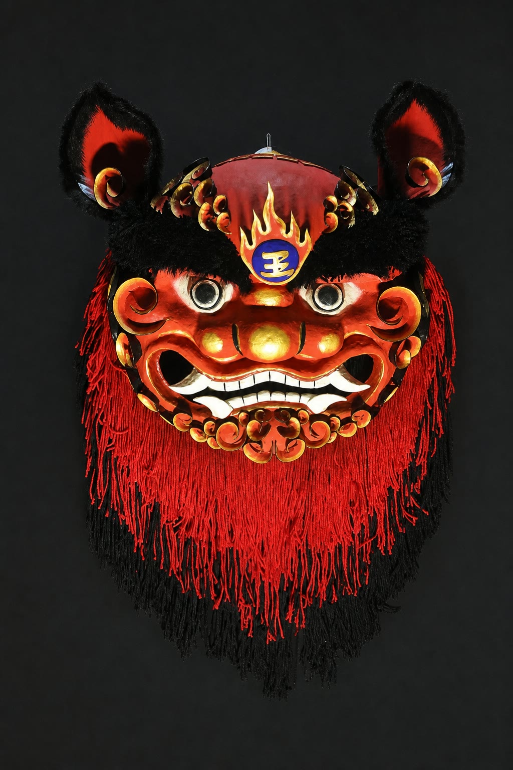 丹焰昌隆花獅的眉眼、牙口與額飾局部